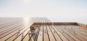 Närbild av trall med skruvar i solljus, fokus på detaljer.